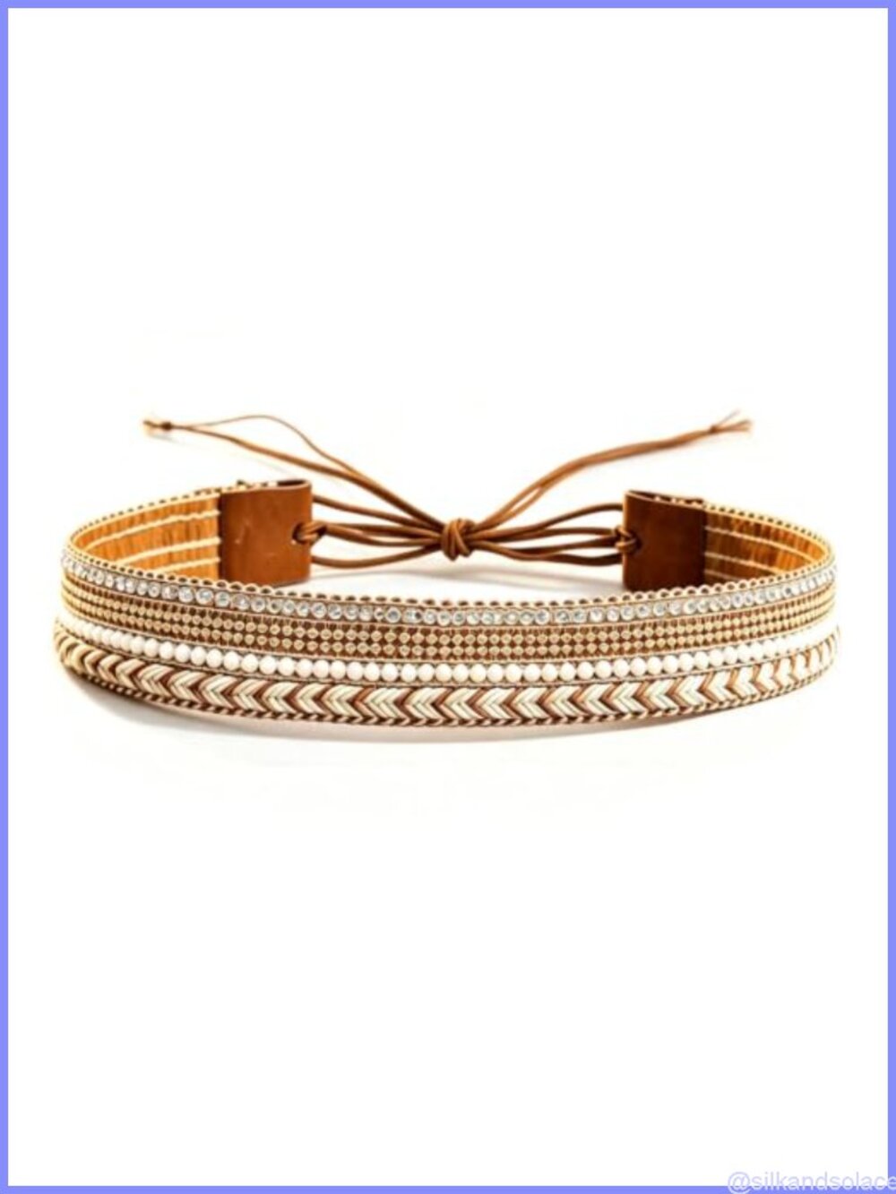 PU Leather Faux Pearl Braided Rope Western Hat Band Cowboy Fedora